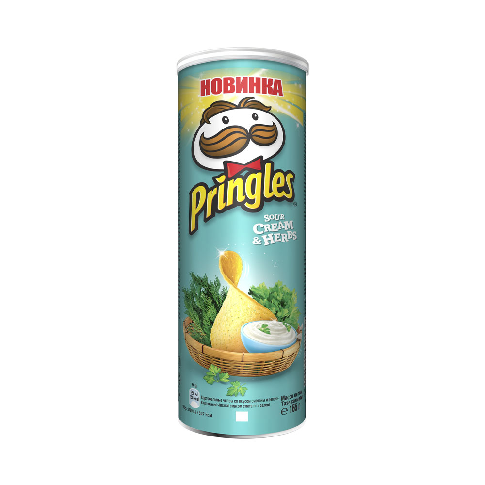 Купить чипсы pringles со вкусом сметаны и зелени 165г с доставкой на дом в  магазине SPAR