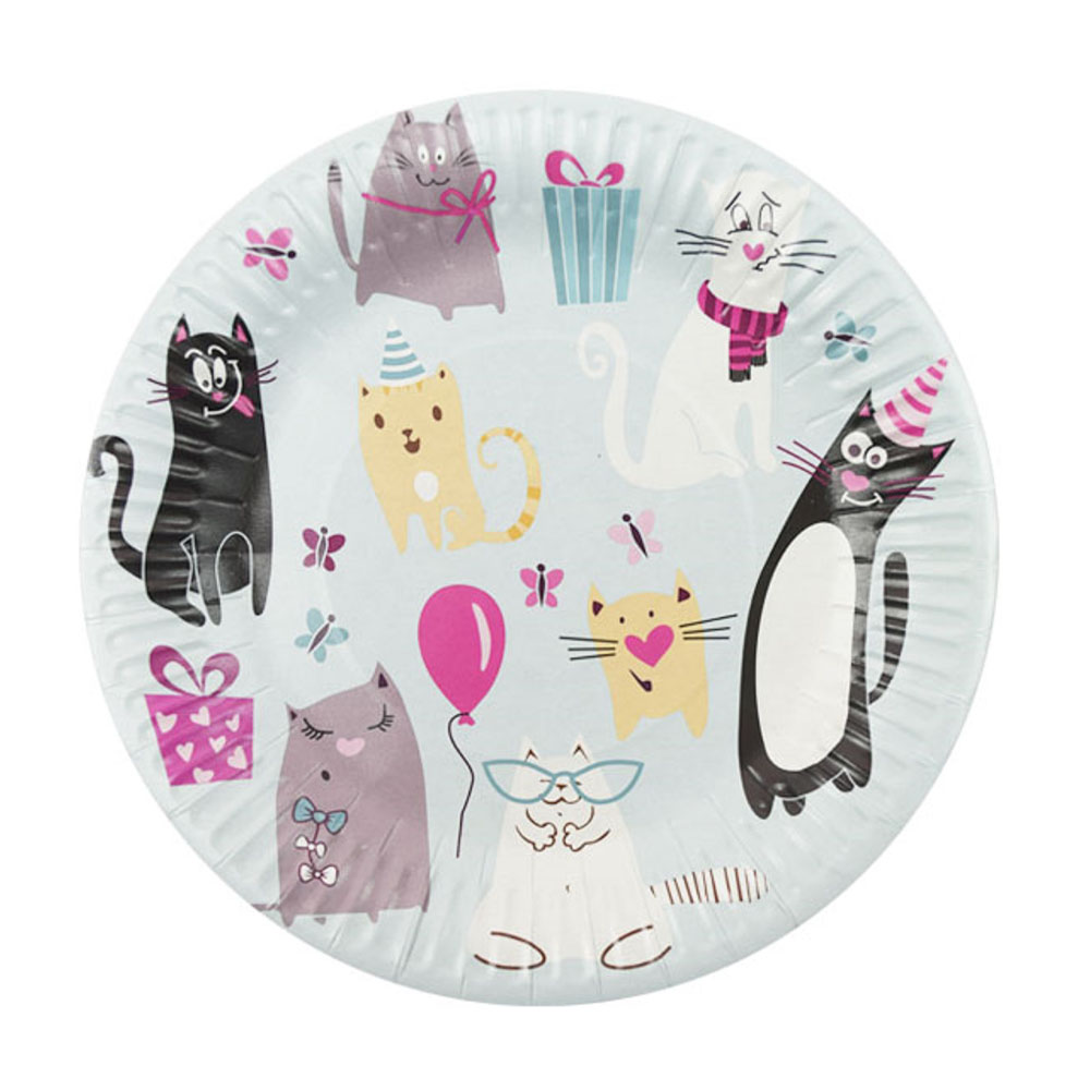 Изображение товара Набор бумажных тарелок 18 см Кошки, 6 шт — Патибум