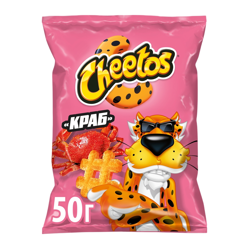 Изображение товара Cheetos Снеки Краб 50 г — хрустящие кукурузные палочки с крабовым вкусом