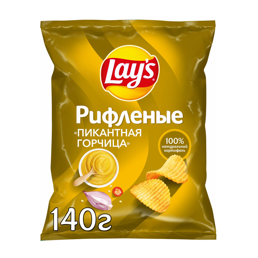 Купить чипсы lays рифленые горчица 140г с доставкой на дом в магазине SPAR