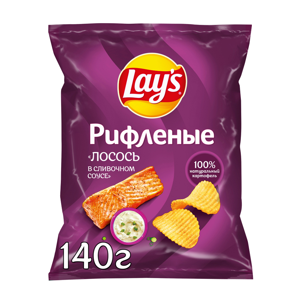 Купить чипсы lays рифленые лосось сливочный соус 140г с доставкой на дом в  магазине SPAR