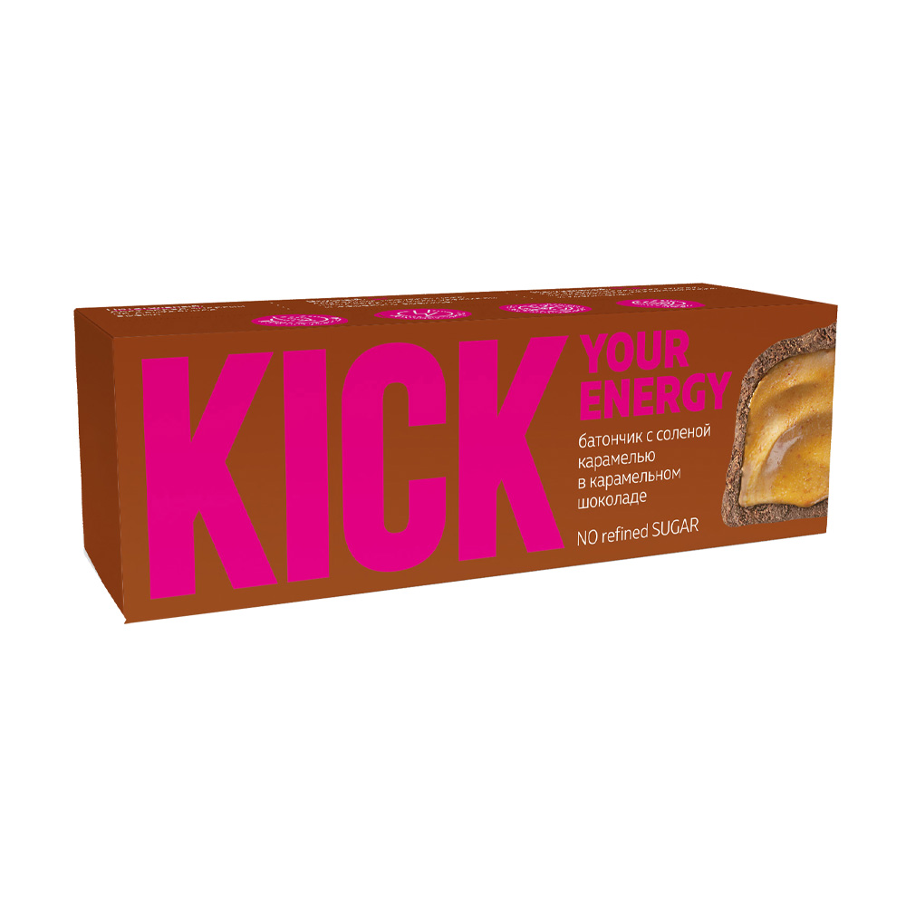 Изображение товара Батончик Kick Соленая Карамель в Карамельном Шоколаде 45г