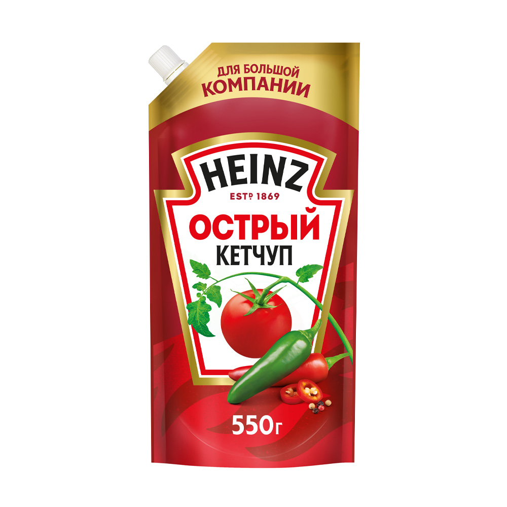 Изображение товара Кетчуп Heinz Острый 550г дой-пак