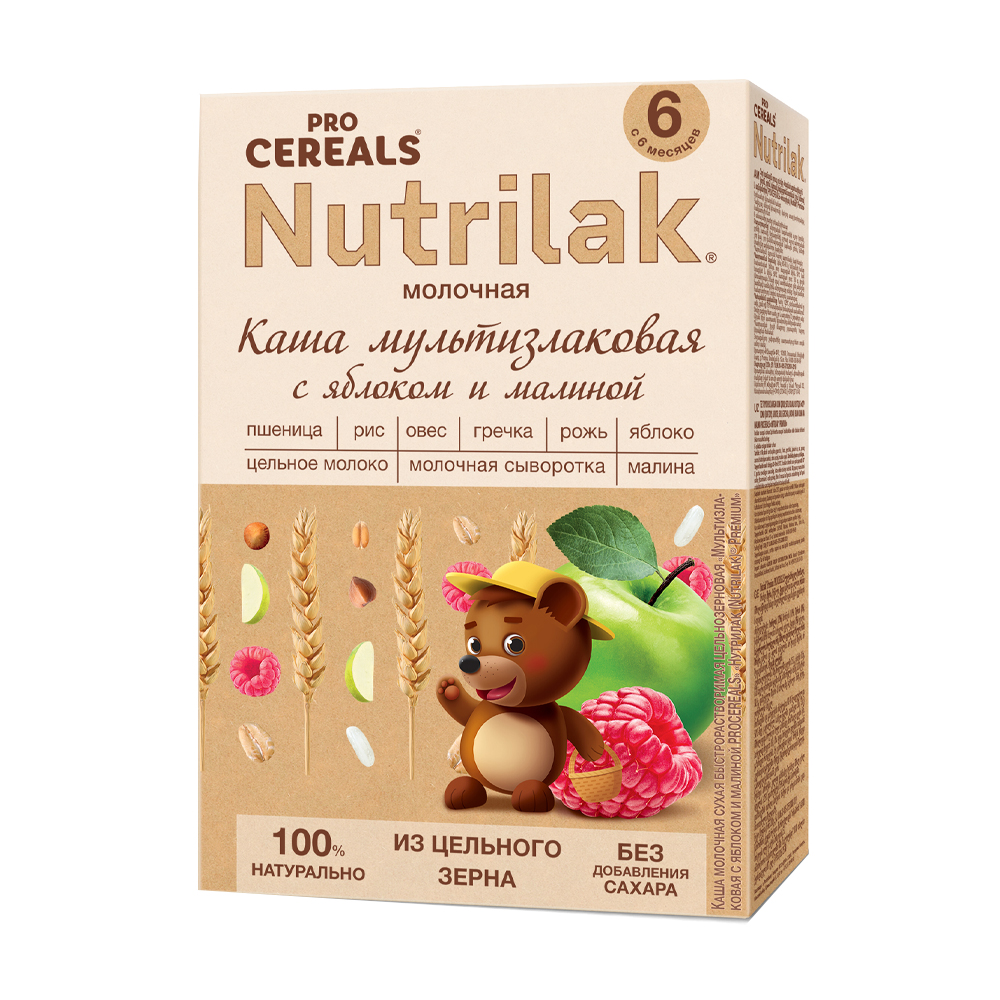 Купить каша nutrilak premium мультизлаковая с яблоком и малиной молочная  200мл с доставкой на дом в магазине SPAR