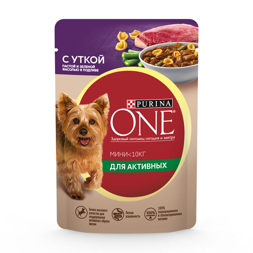 Изображение товара Корм Влажный для Собак Purina Onе Мини Утка Паста Фасоль 85г