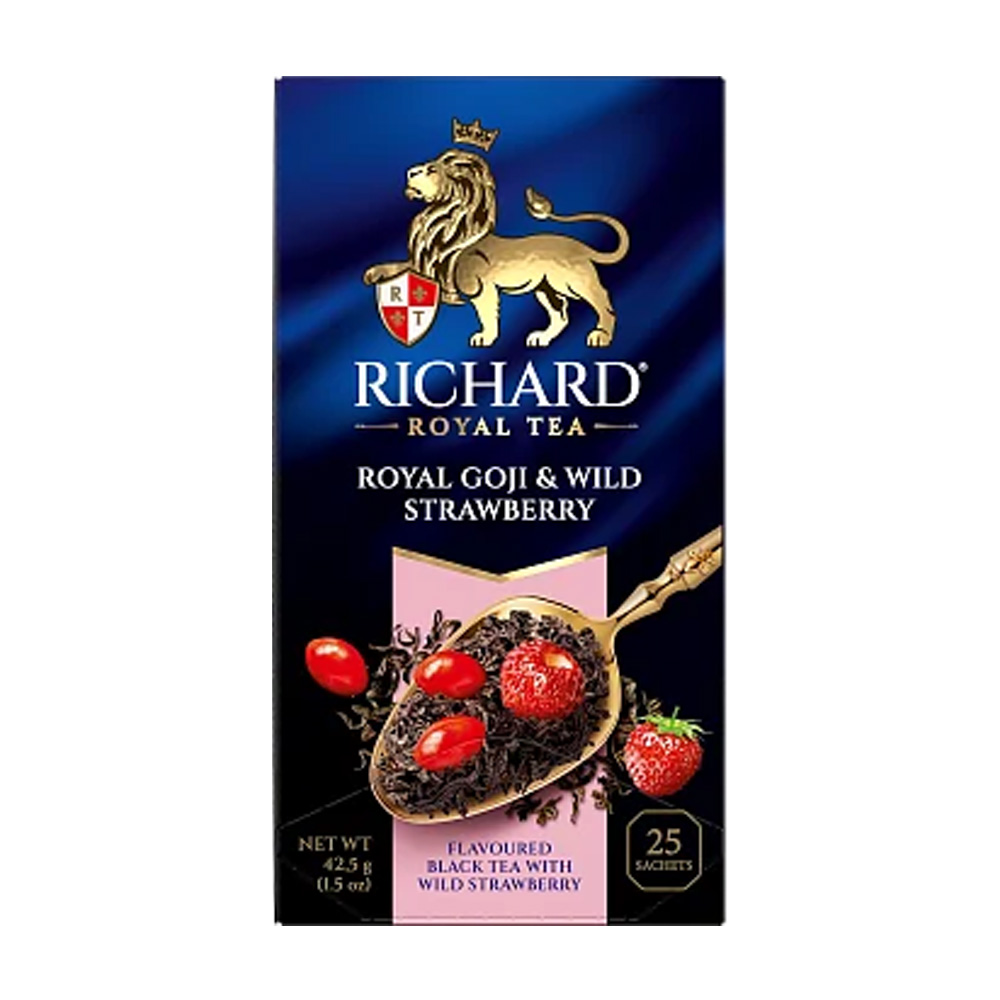 Изображение товара Richard Royal Goji & Wild Strawberry - чёрный чай в пакетиках, 0. 042 кг