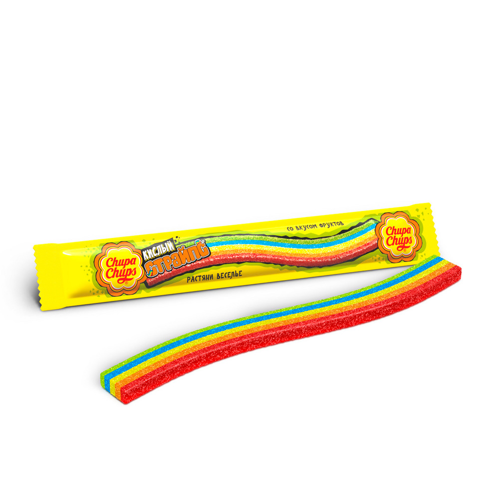 Изображение товара Мармелад Жевательный Chupa Chups Кислый Страйпс 10,5г
