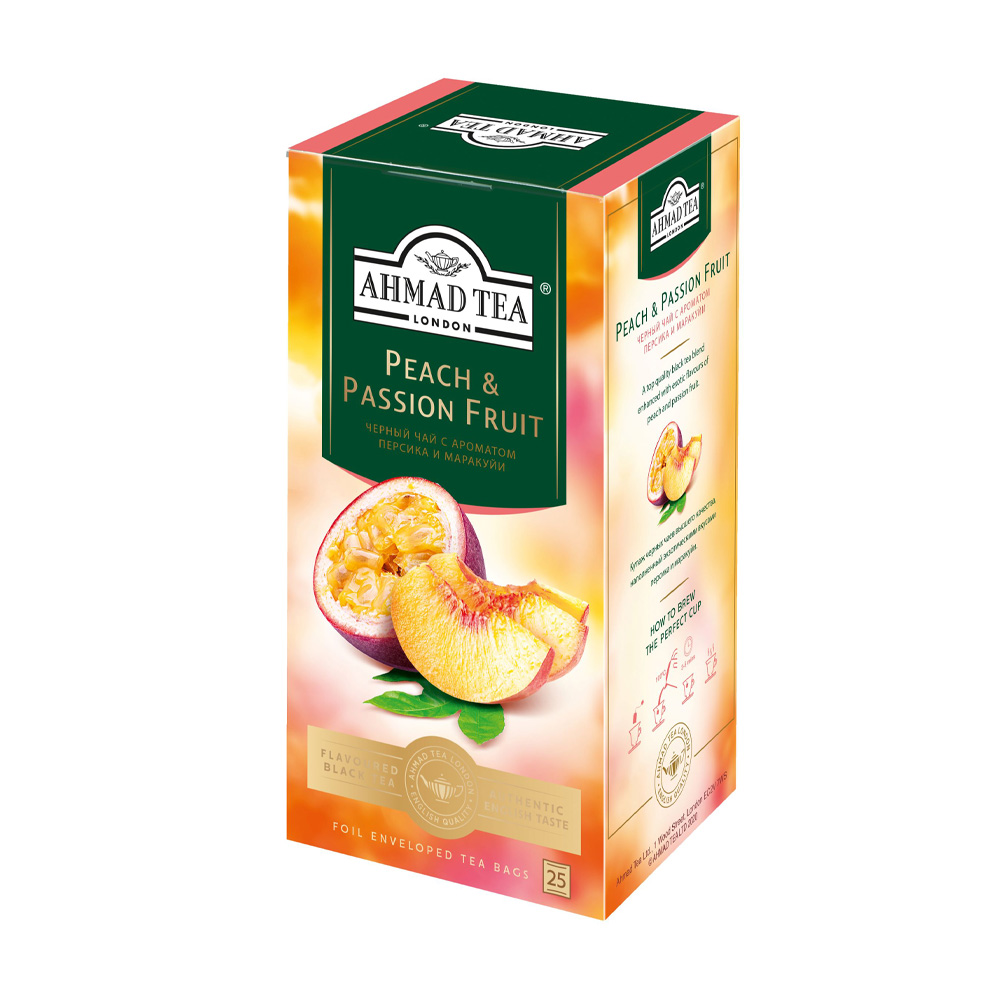 Изображение товара Ahmad Tea Peach & Passion Fruit - чёрный чай в пакетиках, 25 шт