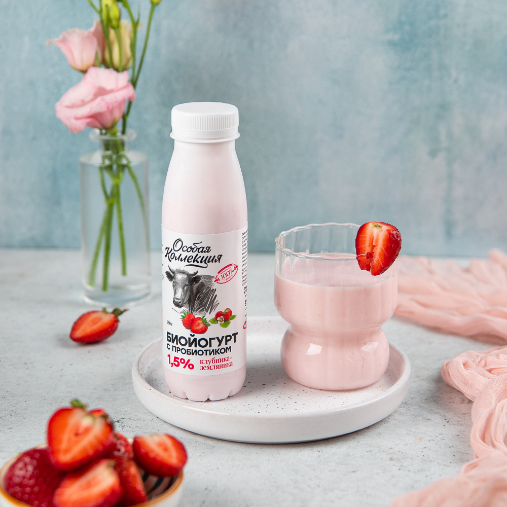 Изображение товара Биойогурт Особая Коллекция Клубника Земляника 1,5% 280г