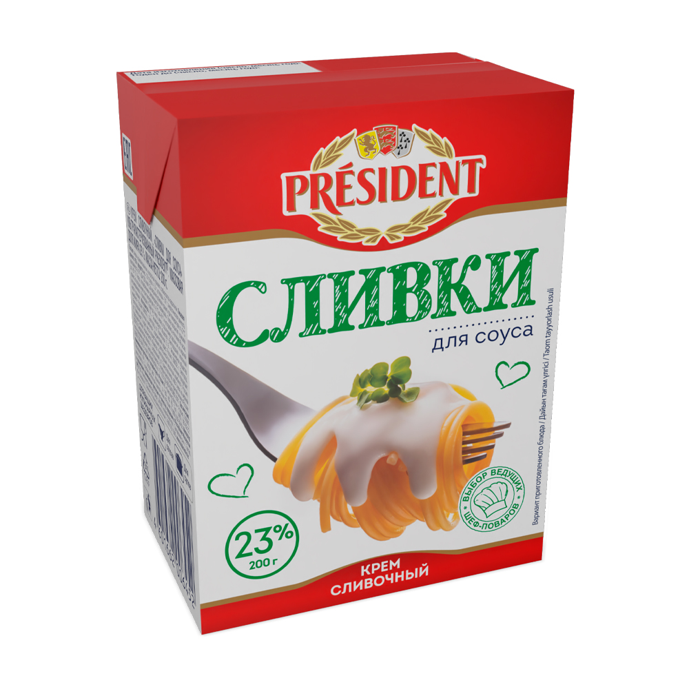 Купить сливки для соуса ультрапастеризованные president 23% 200г с ...
