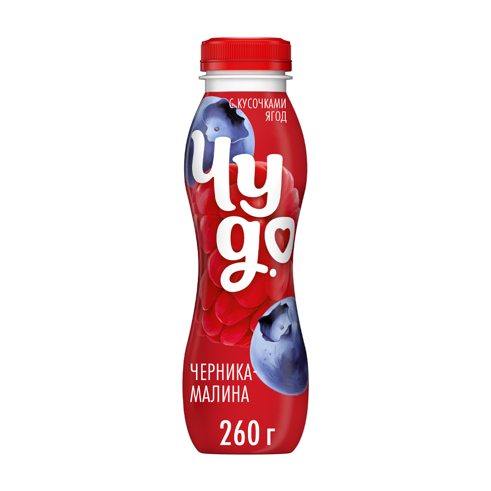 Изображение товара Чудо Питьевой йогурт Черника Малина 1, 9% 260 г - освежающий перекус