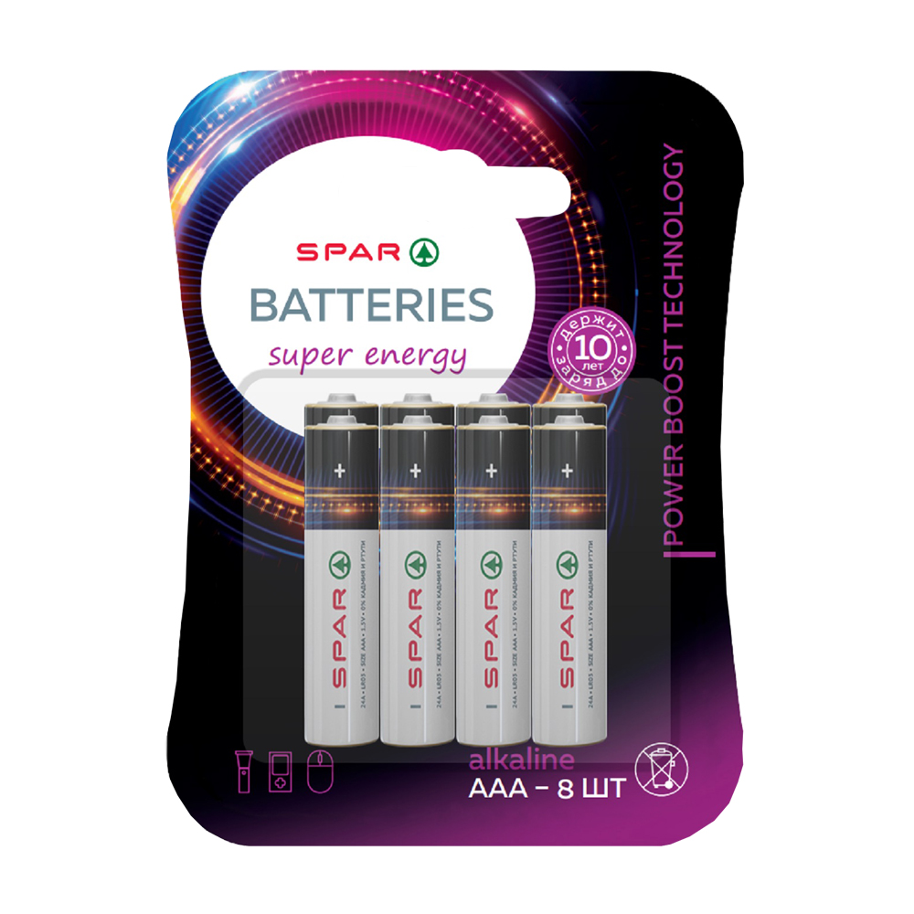 Изображение товара SPAR ААА батарейки 8 шт - надёжное питание для дома и дачи