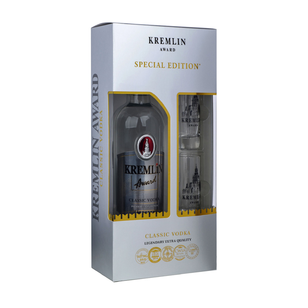 Купить водка кремлин эворд классик 40% 0,7л + стопки п/у с доставкой на ...