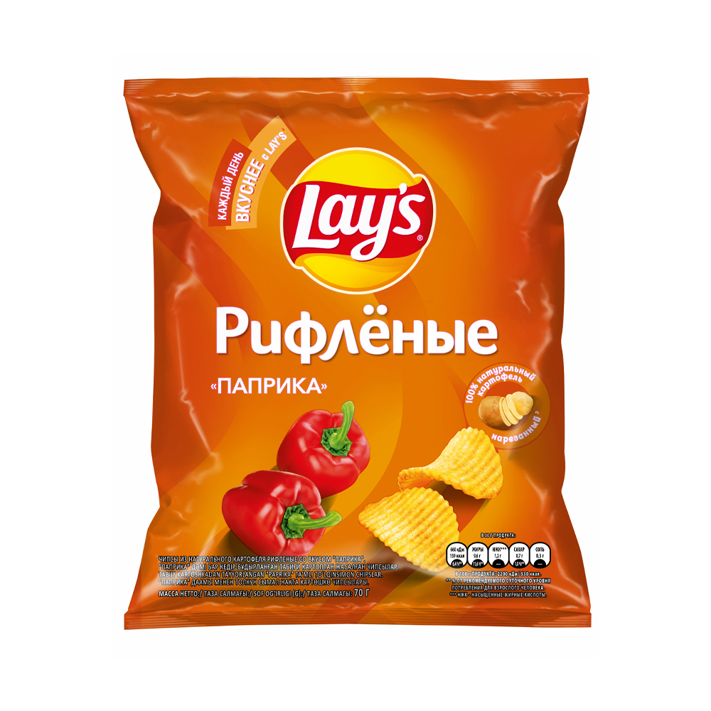 Купить чипсы lays рифленые паприка 70г с доставкой на дом в магазине SPAR