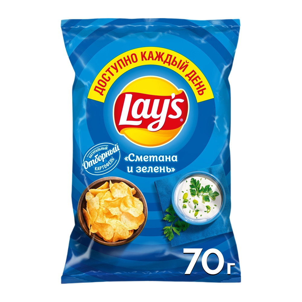 Изображение товара Чипсы Lays Сметана и Зелень 70г