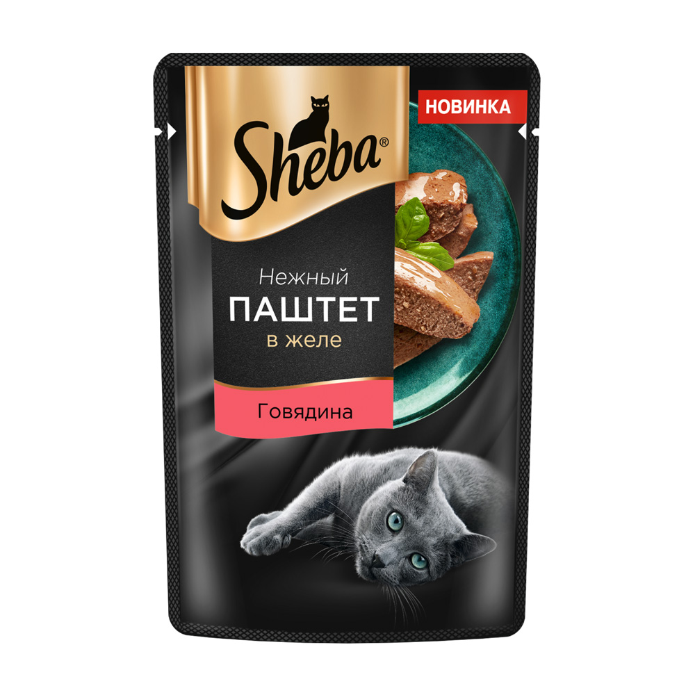 Изображение товара Корм Влажный для Кошек Sheba Паштет с Говядиной в Желе 75г