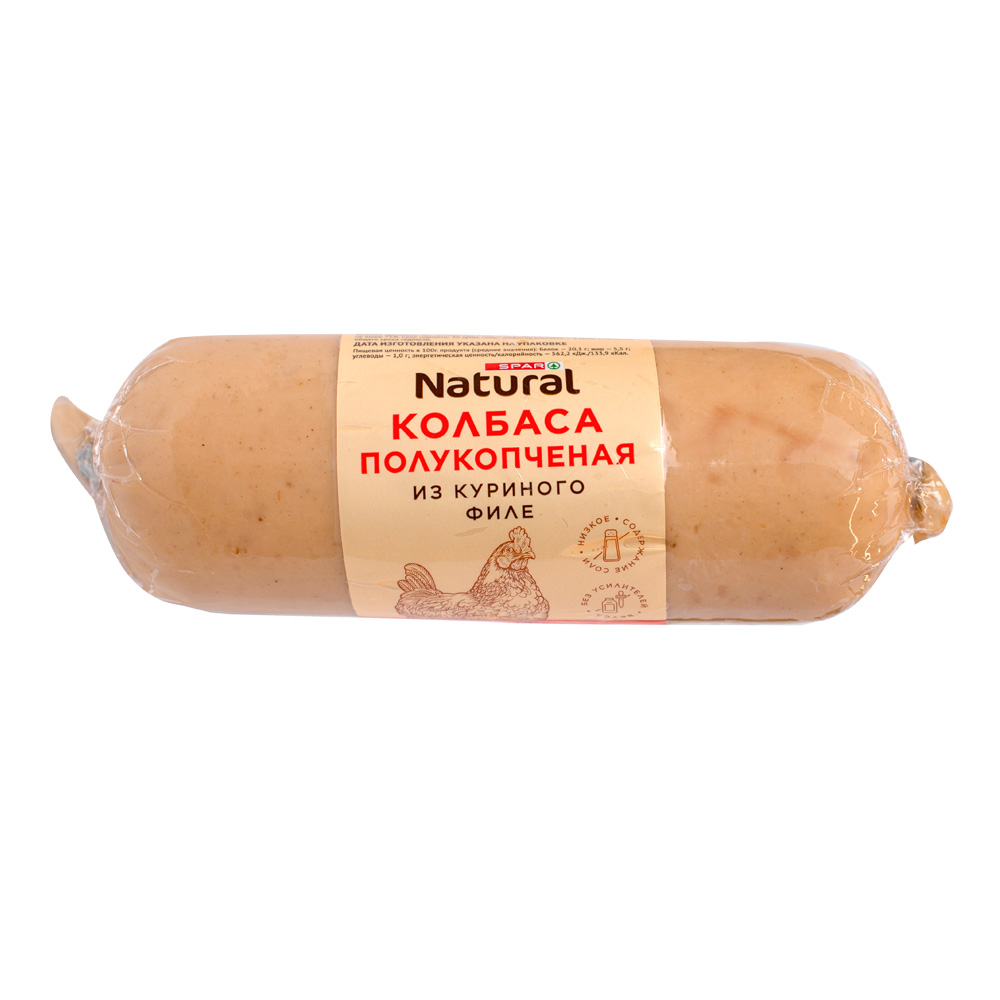 Купить колбаса spar natural полукопченая из куриного филе 300г с доставкой  на дом в магазине SPAR