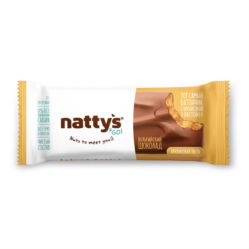 Купить шоколадный батончик nattys&go! peanut с арахисовой пастой 45г с  доставкой на дом в магазине SPAR