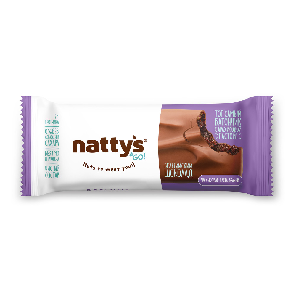 Изображение товара Шоколадный Батончик Nattys&Go! Арахисовая Паста Брауни 45г