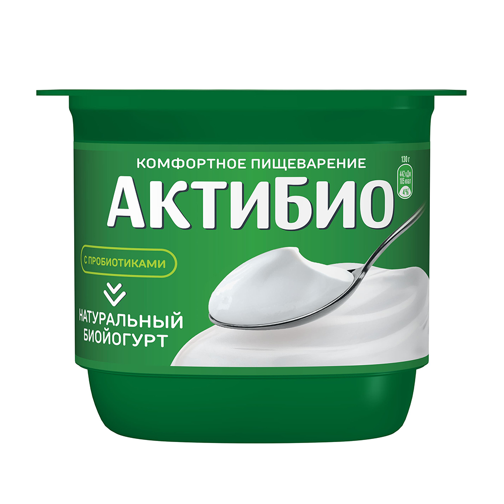 Изображение товара Биойогурт Актибио Натуральный 3,5% 130г
