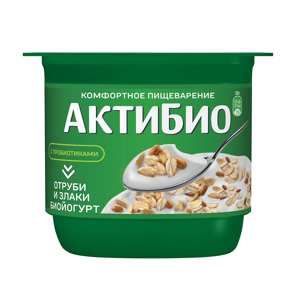 Изображение товара Биойогурт Актибио Отруби и Злаки 2% 130г