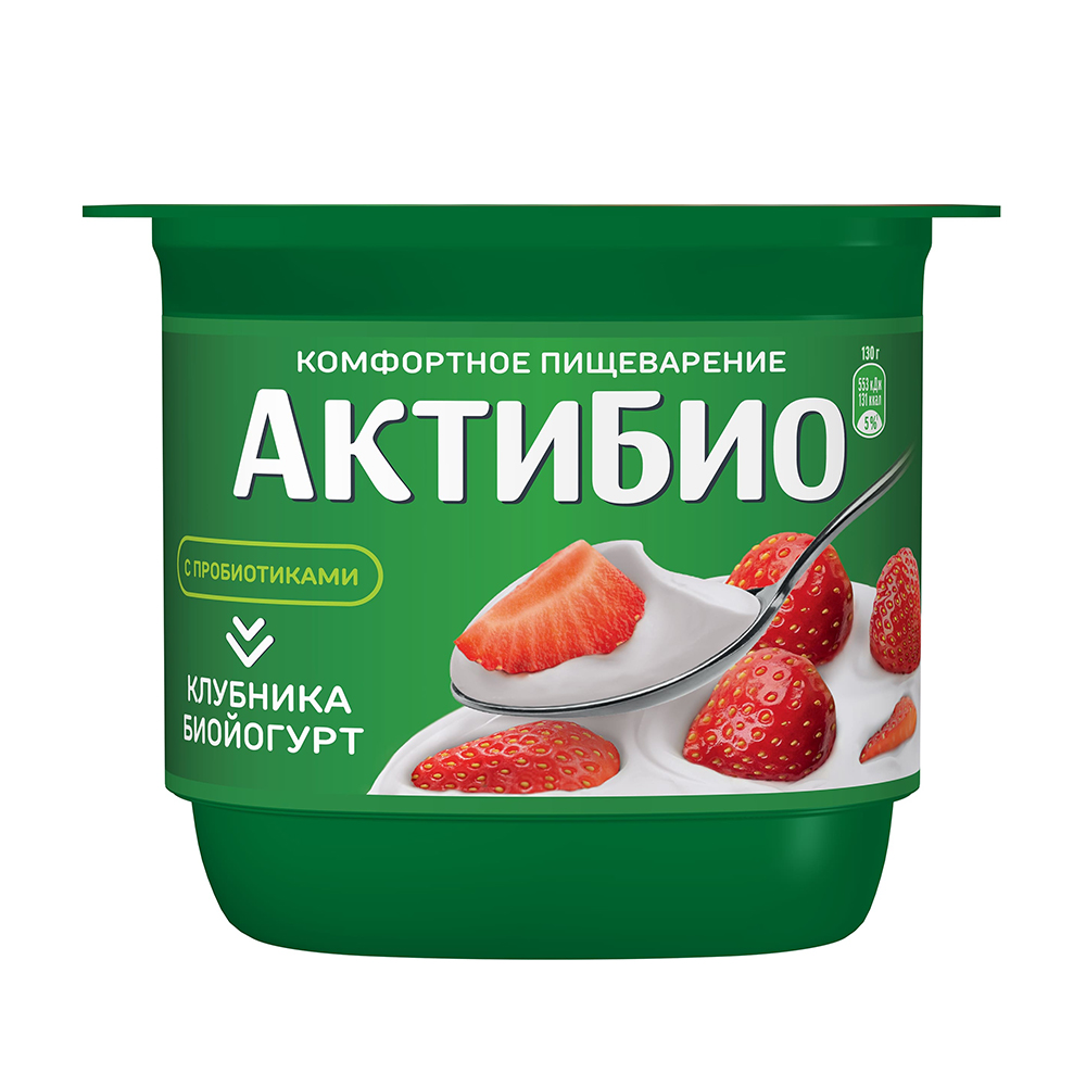 Изображение товара Биойогурт Актибио Клубника 2,9% 130г