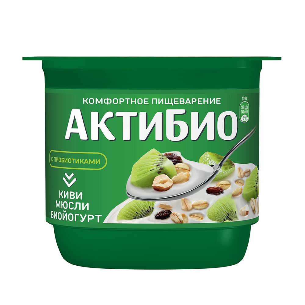 Изображение товара Биойогурт Актибио Киви Мюсли 3% 130г