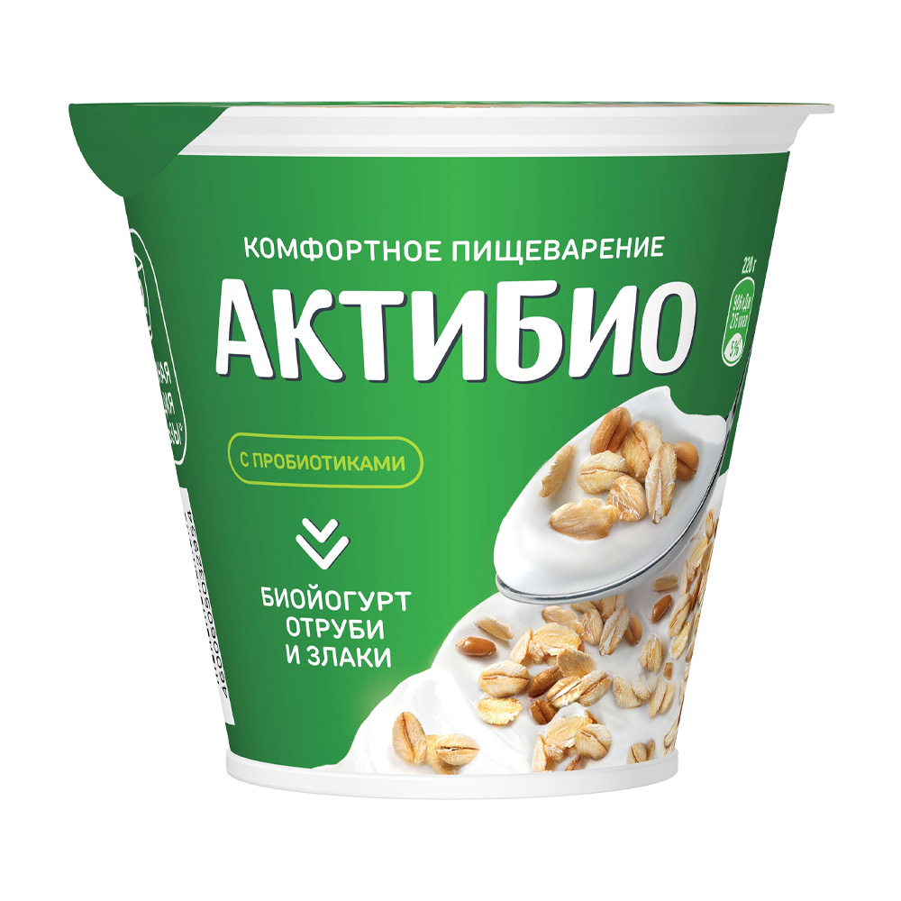 Изображение товара Биойогурт Актибио Отруби и Злаки 2,9% 220г