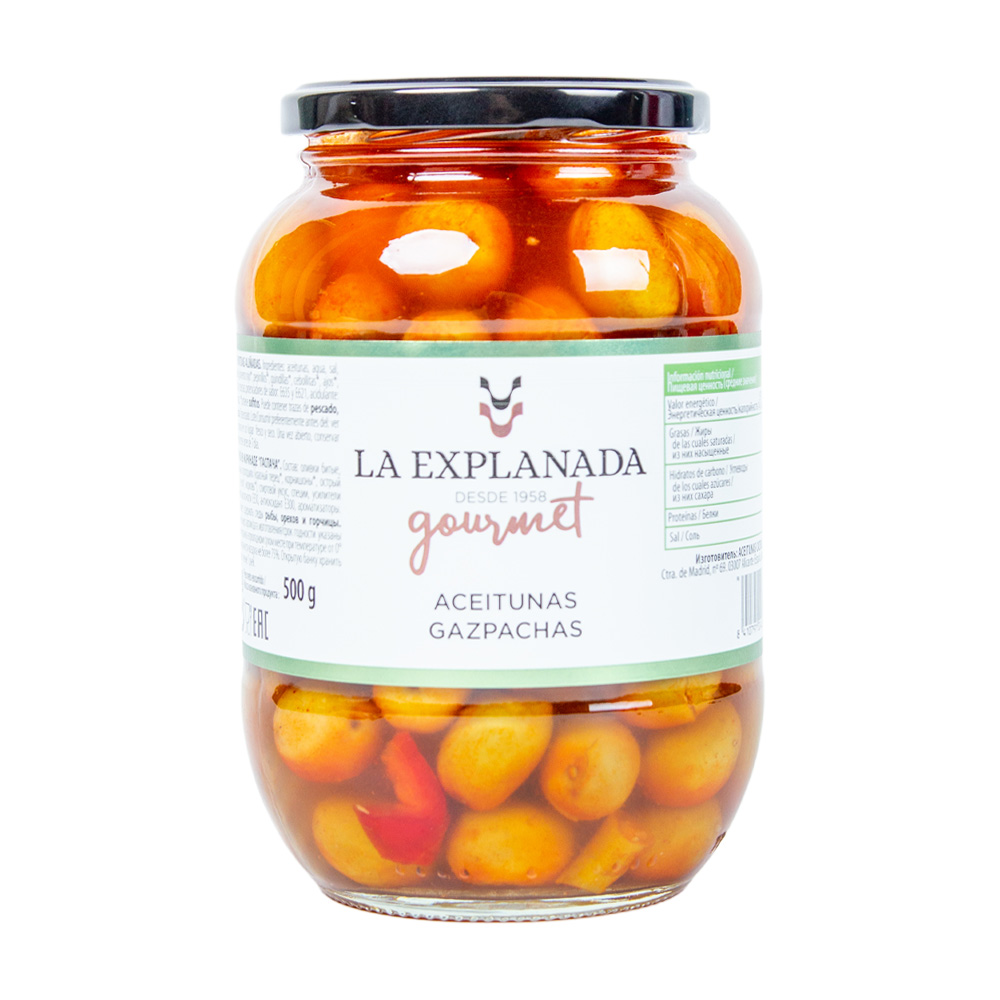 Изображение товара Оливки La Explanada в Маринаде Гаспача с Косточкой 850мл
