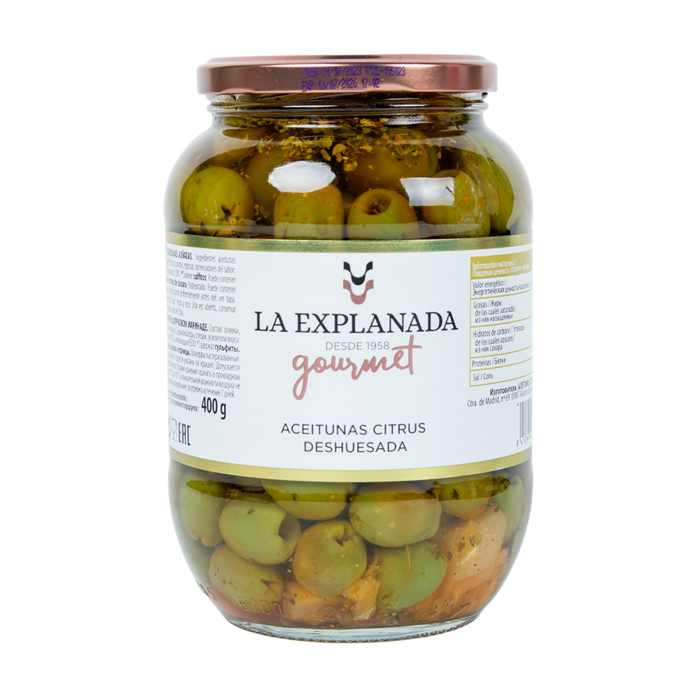 Изображение товара Оливки La Explanada без Косточки в Цитрусовом Маринаде 850мл