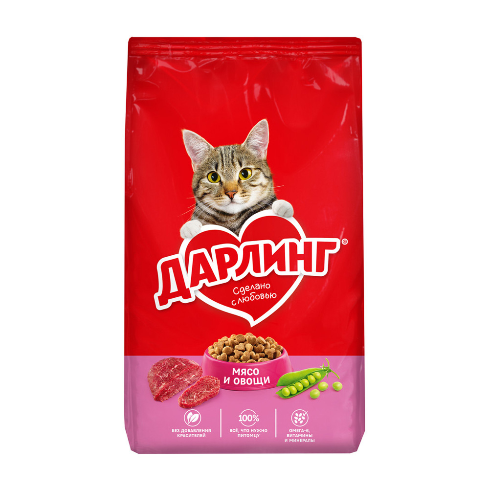 Изображение товара Дарлинг Мясо и Овощи — сухой корм для кошек 0.76 кг