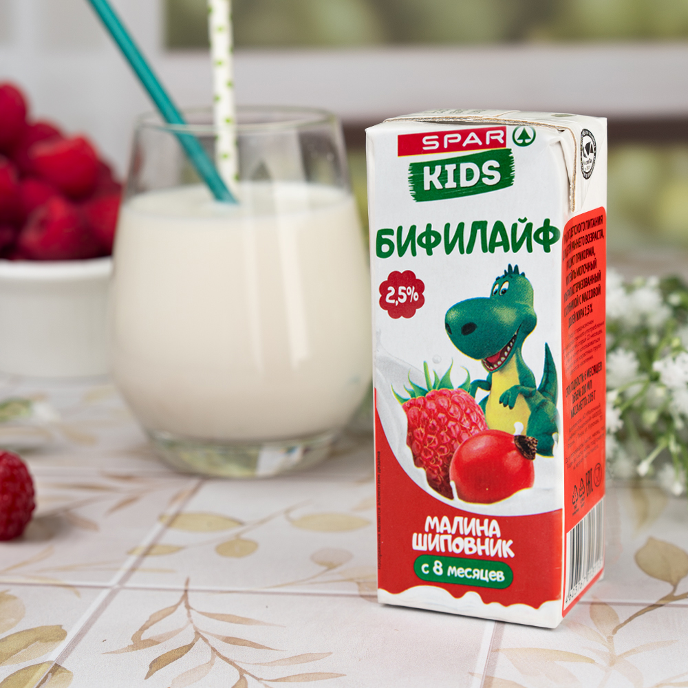 Изображение товара Бифилайф SPAR KIDS Малина Шиповник 2,5% 210г