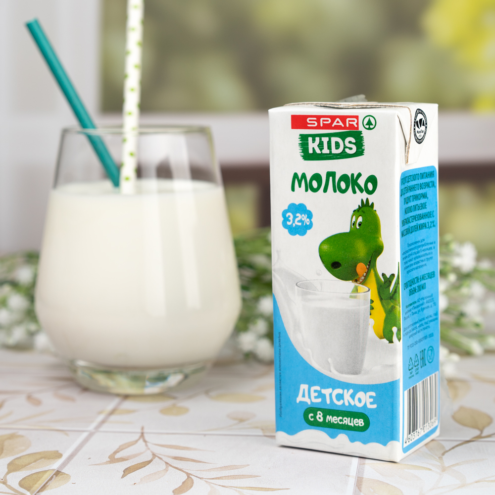 Изображение товара Молоко SPAR KIDS Ультрапастеризованное 3,2% 200г