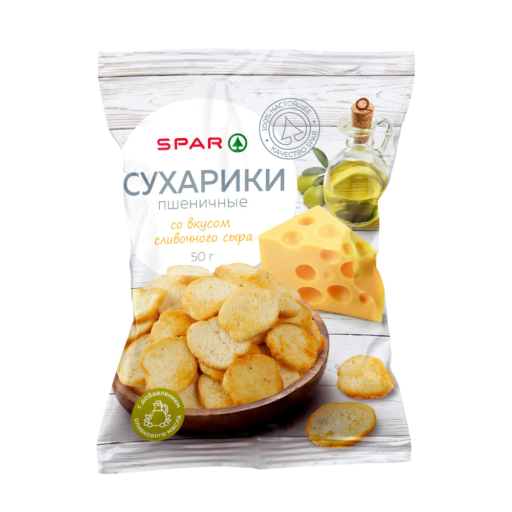 Купить сухарики spar пшеничные со вкусом сливочного сыра 50г с доставкой на  дом в магазине SPAR