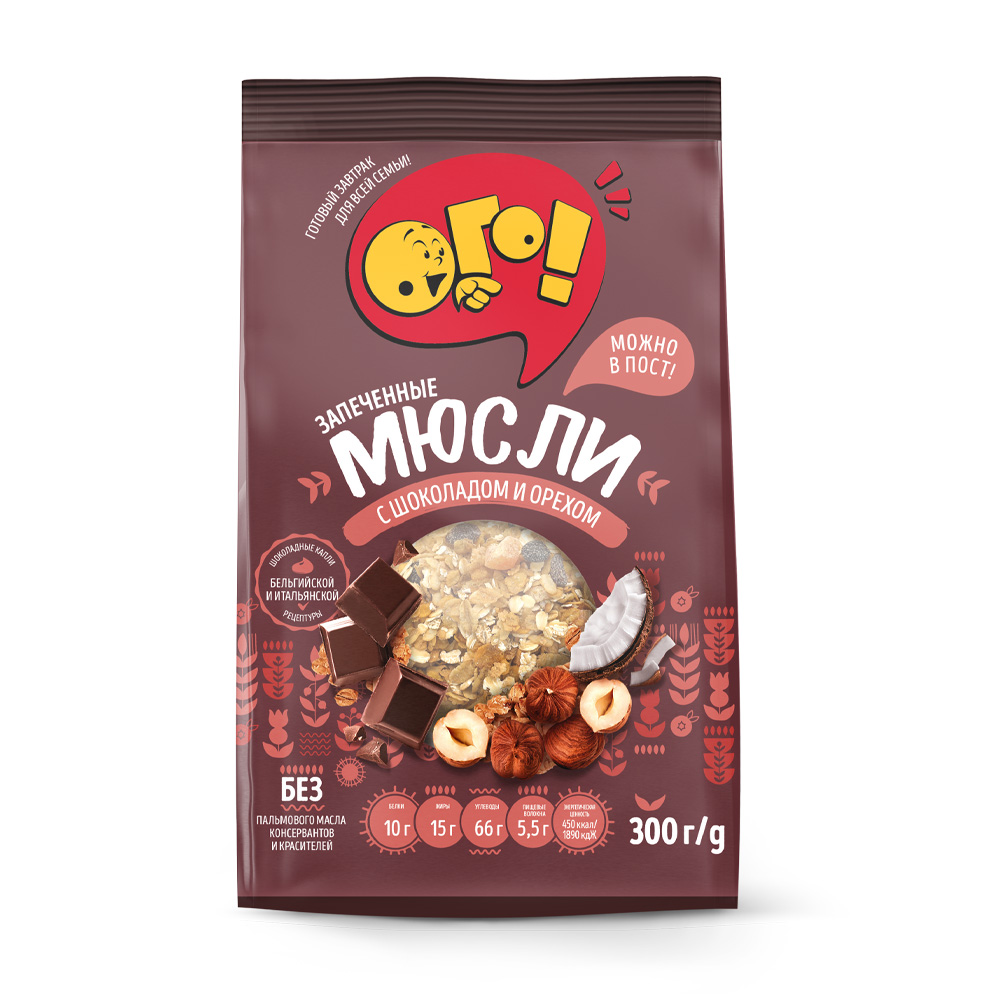 Изображение товара Мюсли Ого Запеченные с Шоколадом и Орехом 300г