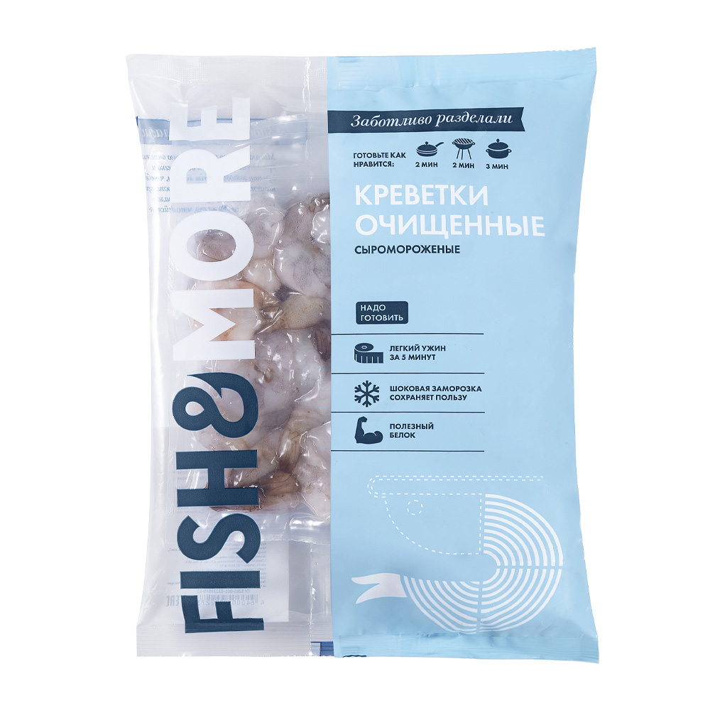 Купить креветки fish&more очищенные с хвостом с/м 26/30 500г с ...