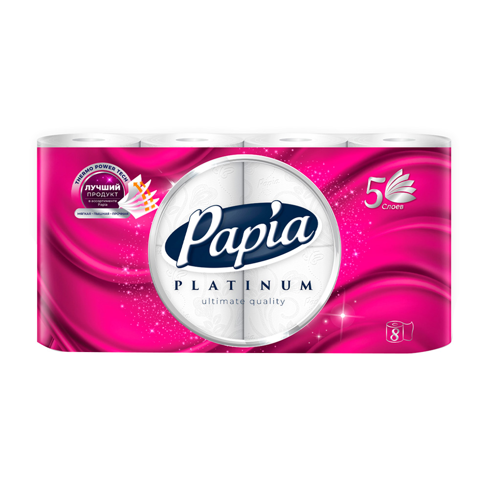 Купить туалетная бумага papia platinum 5 слоев 8 рулонов с доставкой на ...