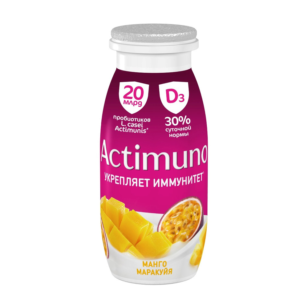 Изображение товара Напиток Кисломолочный Actimuno Манго Маракуйя 1,5% 95г