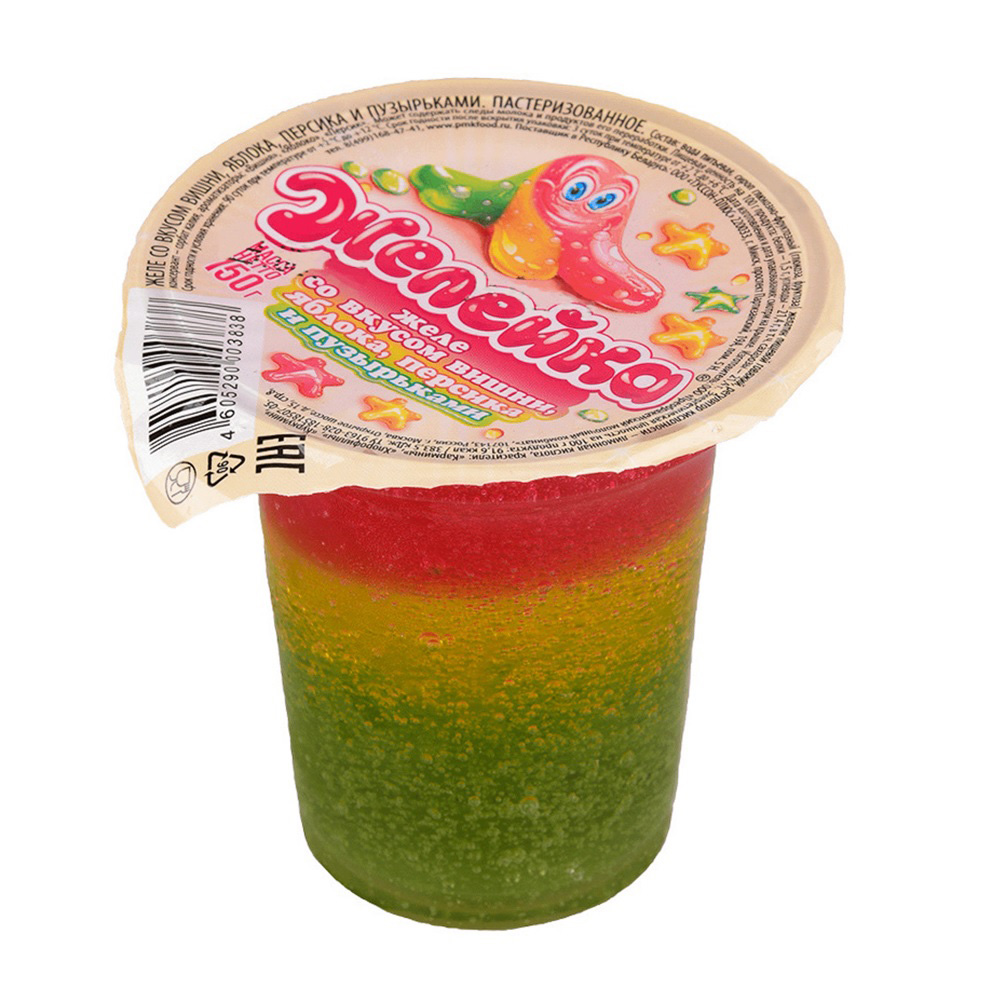 Изображение товара Желе Желейка с Пузырьками Яблоко Вишня Персик 150г