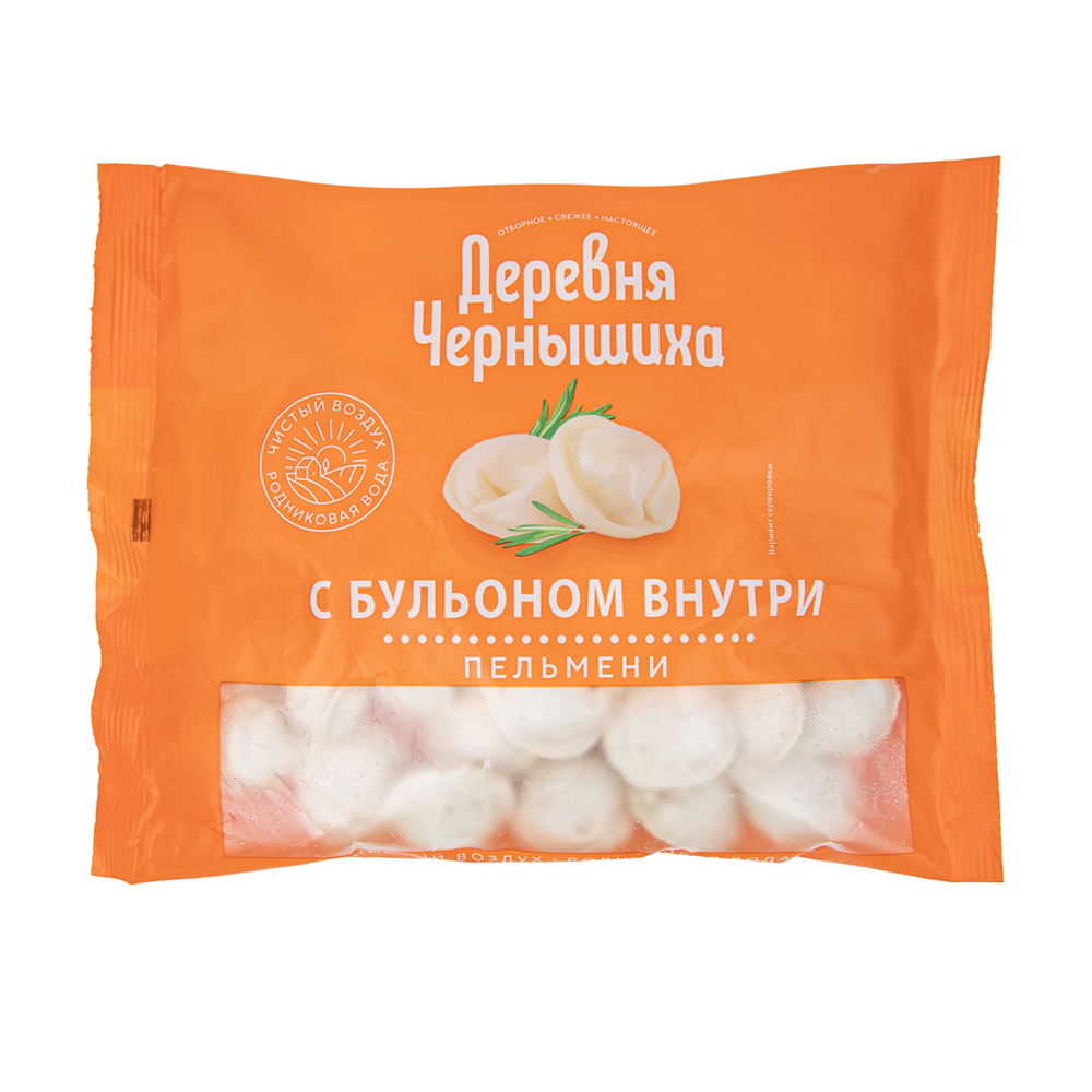 Изображение товара Пельмени Деревня Чернышиха со вкусом бульона внутри 430г