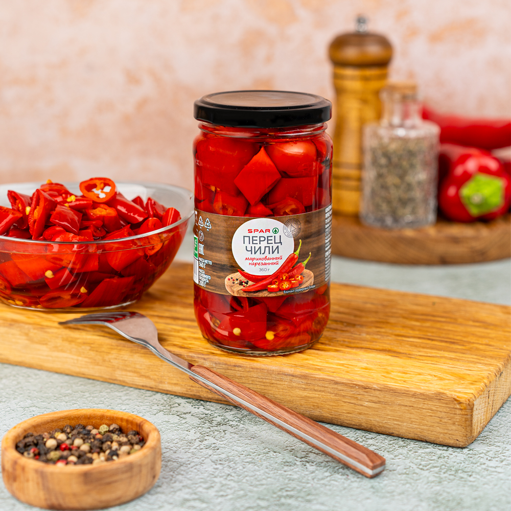 Изображение товара Перец Чили SPAR Маринованный Нарезанный 360г Стекло