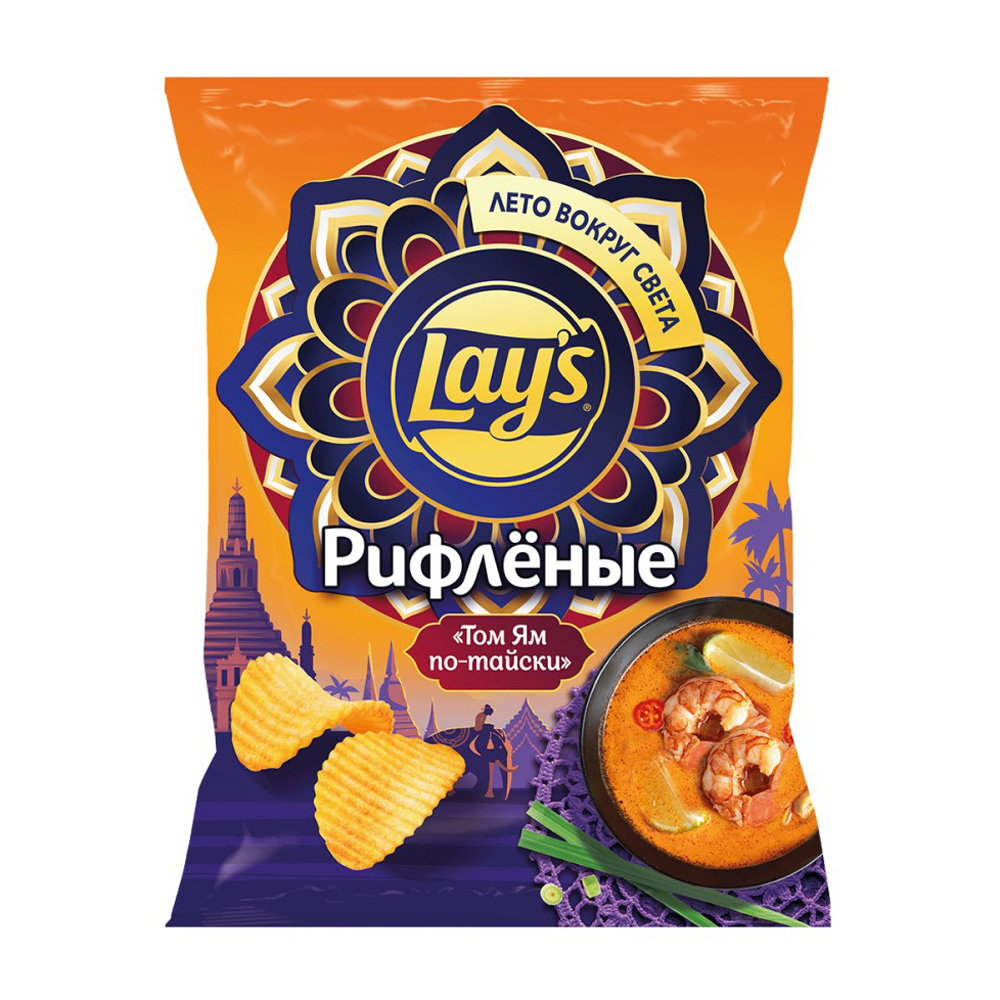Купить чипсы lays рифленые том ям по-тайски 125г с доставкой на дом в ...