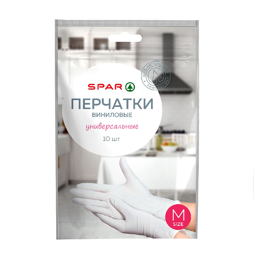 Изображение товара SPAR Виниловые перчатки M 10 шт — без пудры, для кухни и дома