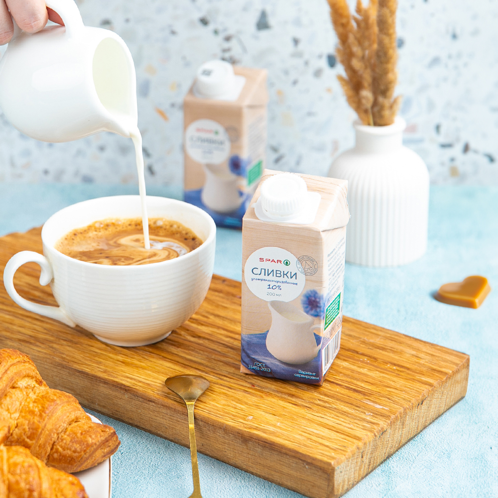 Изображение товара Сливки SPAR Ультрапастеризованные 10% 200мл с Крышкой