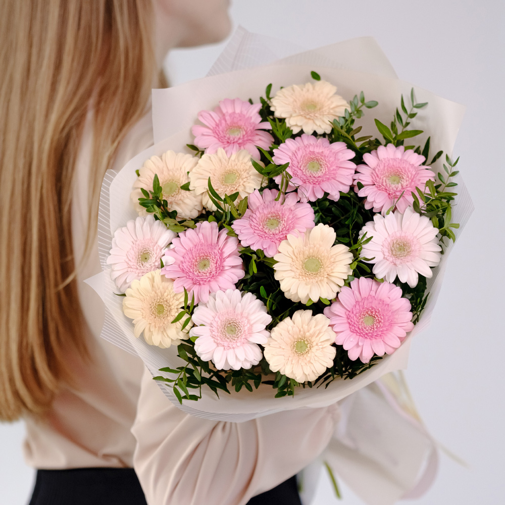 Изображение товара Букет Гербер Мини 15 шт — разноцветный монобукет, 3 суток