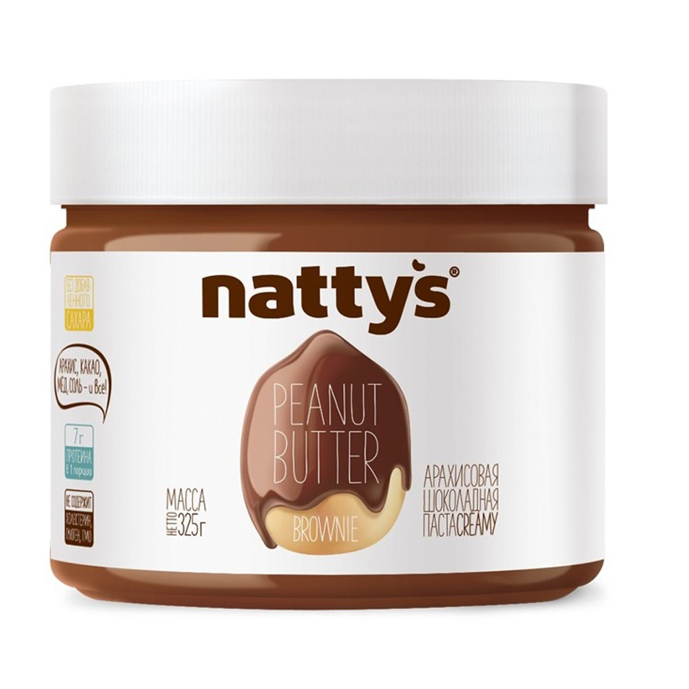 Изображение товара Паста Арахисовая Nattys Brownie с Какао и Медом 325г
