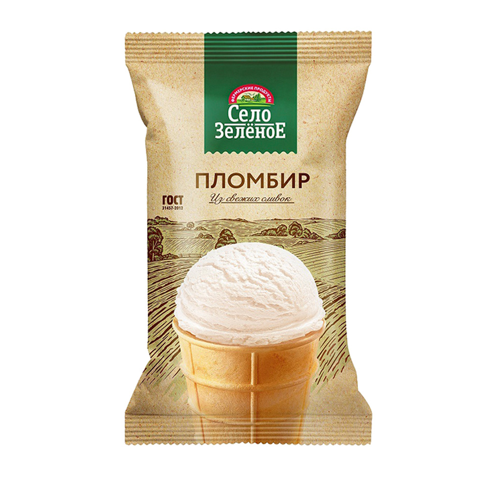 Изображение товара Мороженое Пломбир Село Зеленое Ванильное в Стаканчике 90г