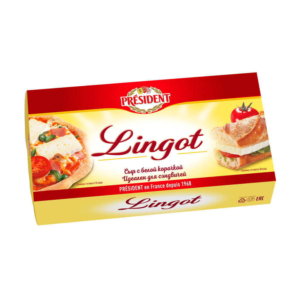 Изображение товара President Lingot Белая плесень 60% мягкий сыр