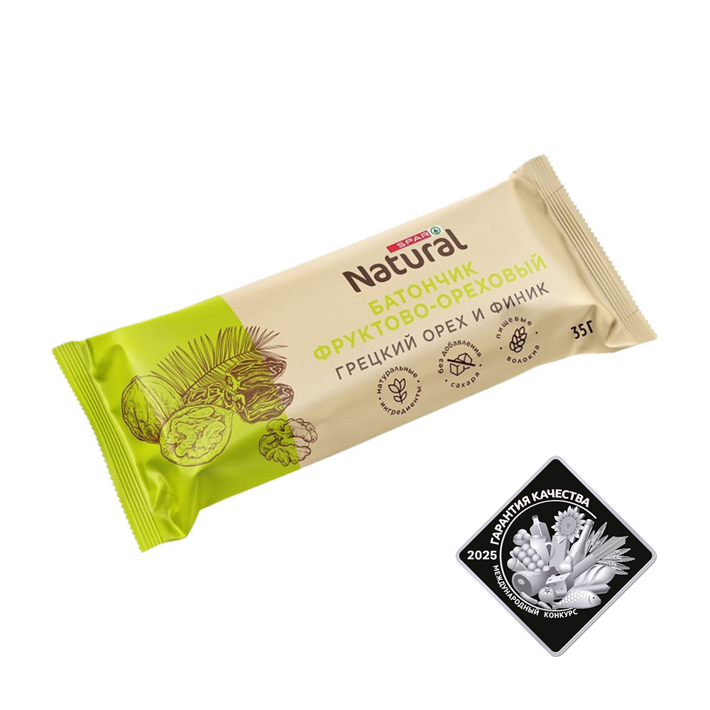 Изображение товара Батончик SPAR NATURAL Грецкий Орех и Финик 35г
