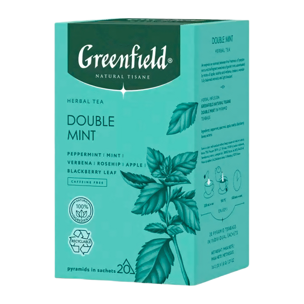Изображение товара Greenfield Double Mint - травяной чай в пирамидках, 0. 036 кг